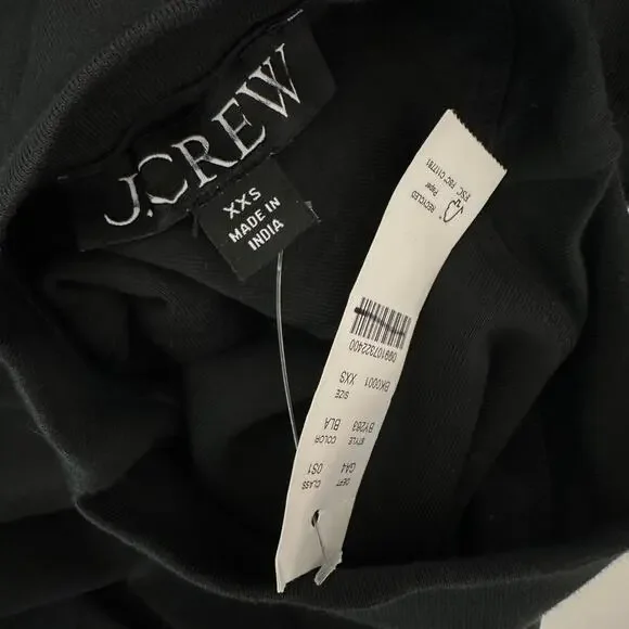 J.Crew Fitted Knit Mockneck Dress Poplin A Line Skirt Black Minimalist XXS NWT - Picture 8 of 12